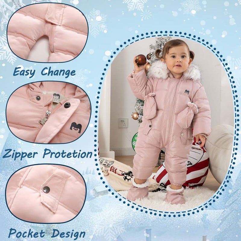 XIFAMNIY Baby Girls and Boys Snowsuit Winter suits Jumpsuit Outwear Hooded Footie Snow suits - Image 3